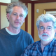 Author J.W. Rinzler stands with Star Wars creator George Lucas.